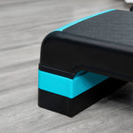 Stepper aérobic fitness hauteur réglable 3 niveaux surface antidérapante 78 x 28 x 20 cm noir et bleu