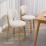 Lot de 2 chaises de salle à manger, chaises de cuisine rembourrées, pieds en bois d'hévéa, 46,5 x 52 x 80 cm, crème