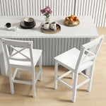 Lot de 2 chaises hautes, chaises de bar style campagne chic en bois hauteur 60 cm avec repose-pieds, blanc