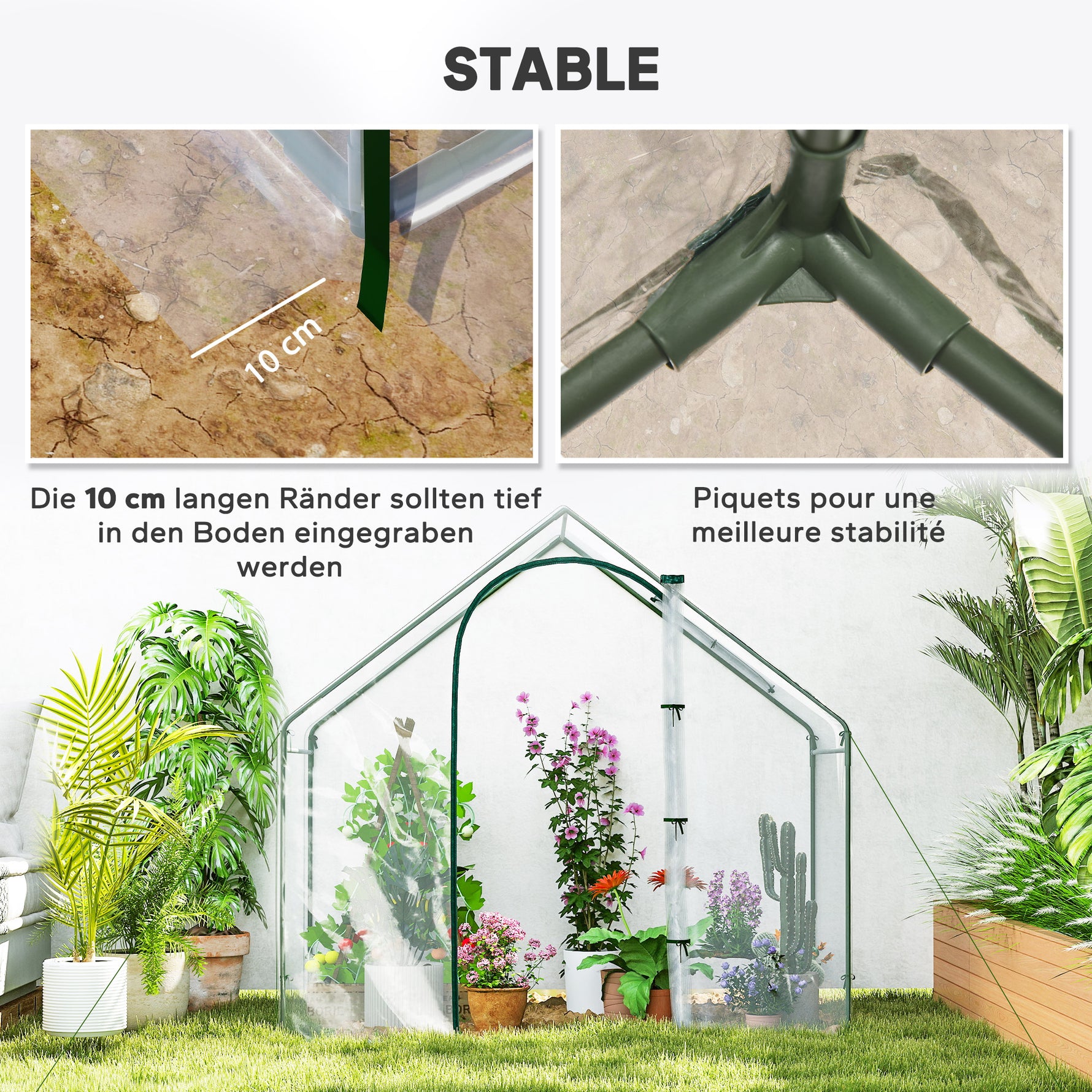Serre de Jardin Balcon terrasse Serre pour tomates 1,8L x 1l x 1,68H m Acier plastique imperméable Transparent Vert