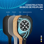 Lot de 4 raquettes de pickleball ensemble de raquette de pickleball en bois de peuplier 4 balles et un sac bleu et noir