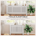 Verstelbare radiatorombouw modern design, uitschuifbare lengte 136-200 x 21,5 x 91,7 cm, wit