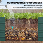 Jardinière surélevée galvanisée rectangulaire pour l'extérieur - fond ouvert - 160 x 80 x 60 cm, vert