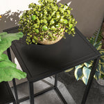 Lot de 2 supports pot de fleurs encastrables 2 hauteurs différentes 58,5 et 65 cm - acier noir