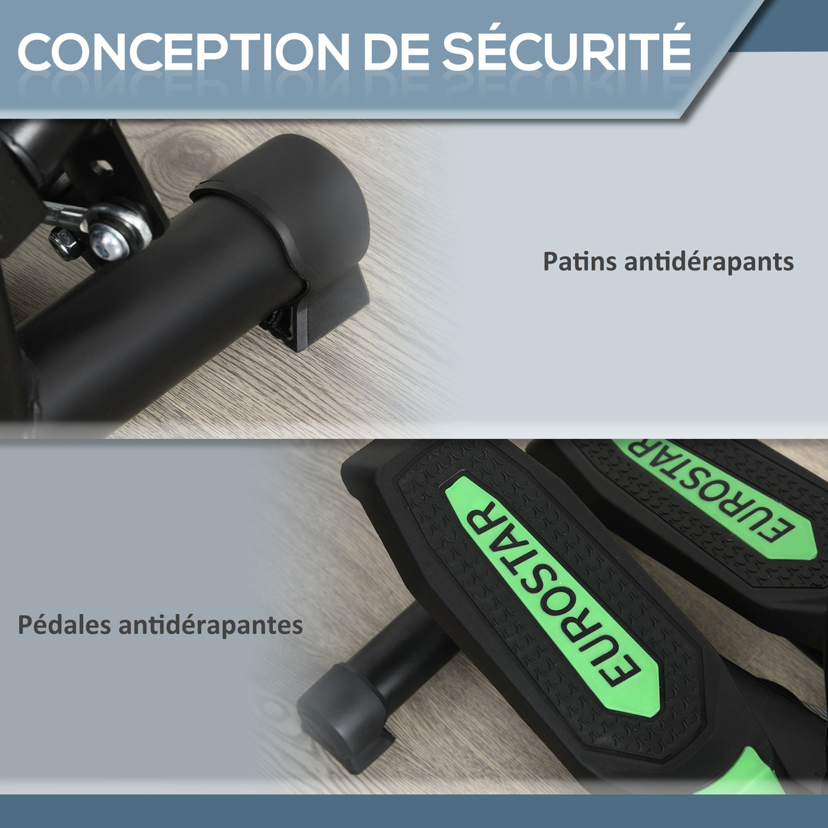 Stepper avec guidon, stepper de fitness avec écran LCD, pédales antidérapantes, marche d'escalier pour maison, bureau, salon, salle de sport, vert et noir