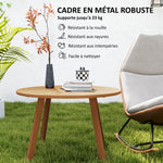 Petite table basse ronde, table d'appoint avec patins antidérapants, cadre en métal, pour jardin, Ø 70 x 42 cm, orange