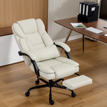Ergonomische bureaustoel, bureaufauitiel met verstelbare rugleuning, in hoogte verstelbaar, 65x67x111-119 cm, beige