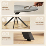 Table à Manger Ronde pour 4 Personnes 100 cm, Style Industriel avec Plateau Aspect Bois, Piètement Croisé en Acier, Gris