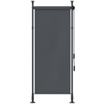 Store manuel rétractable sur pied longueur réglable manivelle installation sans perçage métal alu. polyester gris foncé