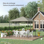 Toile de rechange pour pavillon tonnelle tente toit de remplacement gazebo de jardin polyester 180 g/m² 3 x 3 m gris