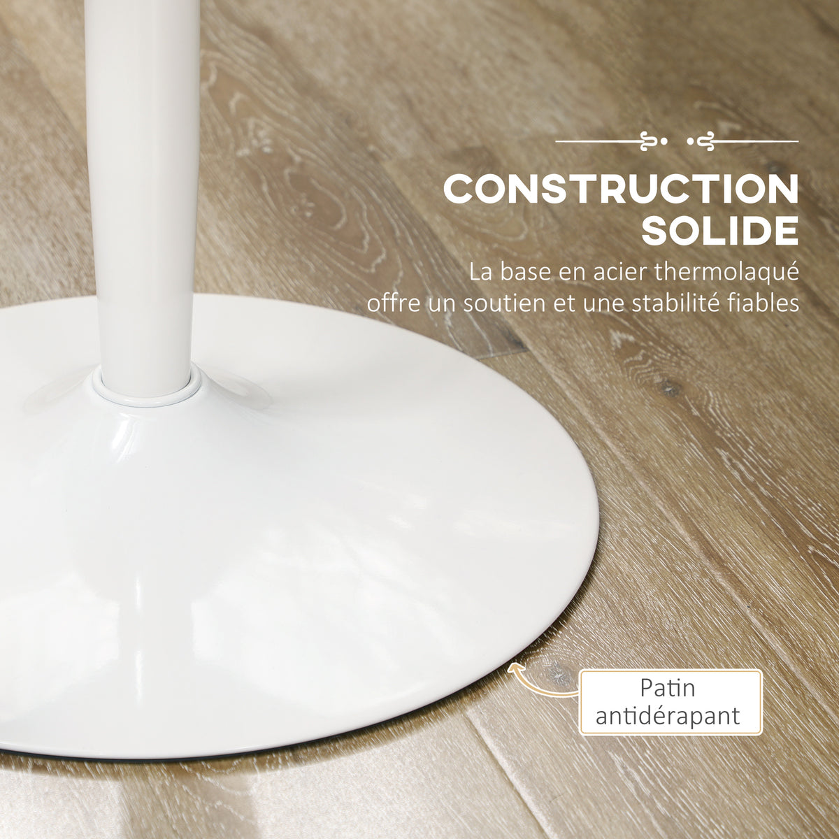 Tavolo da pranzo rotondo per 2 persone, tavolo da cucina in stile moderno con base in acciaio, Ø 80 x 75 cm, bianco