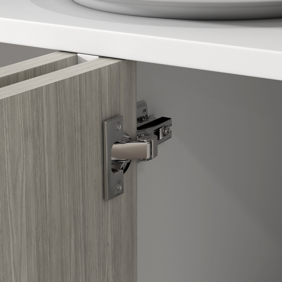 Aparador de cocina mueble de almacenaje 2 armarios con estantes ajustables, 121 x 37 x 75 cm, blanco y aspecto de madera gris