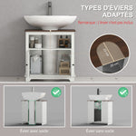 Meuble sous lavabo salle de bain meuble sous vasque - niche et placard à portes doubles, 60 x 30 x 60 cm, blanc