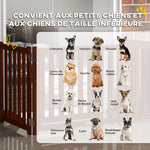Barrière de sécurité chien pliable double face en bois, 4 panneaux avec porte, pieds de support, 205 x 60 cm, marron