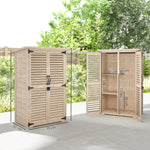 Armoire de jardin remise pour outils en bois 2 étagères toit bitumé portes persiennes verrouillable 75 x 50 x 118
