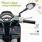 Scooter électrique enfant Vespa 6 V dim. 107L x 47l x 73H cm Musique MP3 Port USB Phare 2 roues d'entraînement - Vert