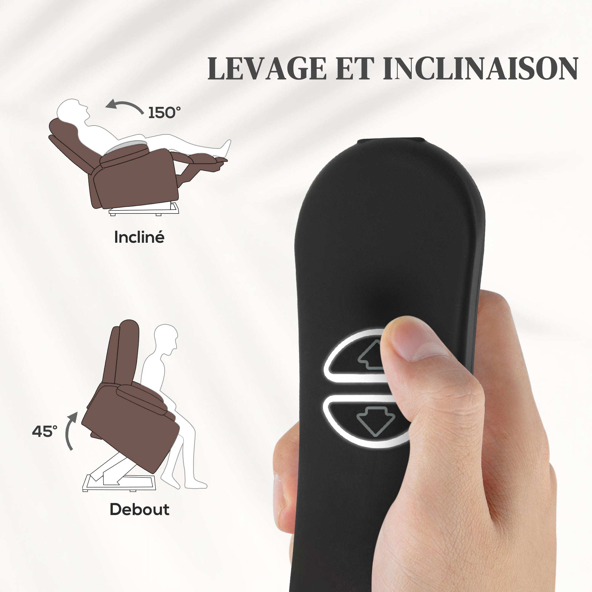 Fauteuil releveur électrique, fauteuil relax électrique avec fonction massage et chauffage, 93 x 104 x 100 cm, marron