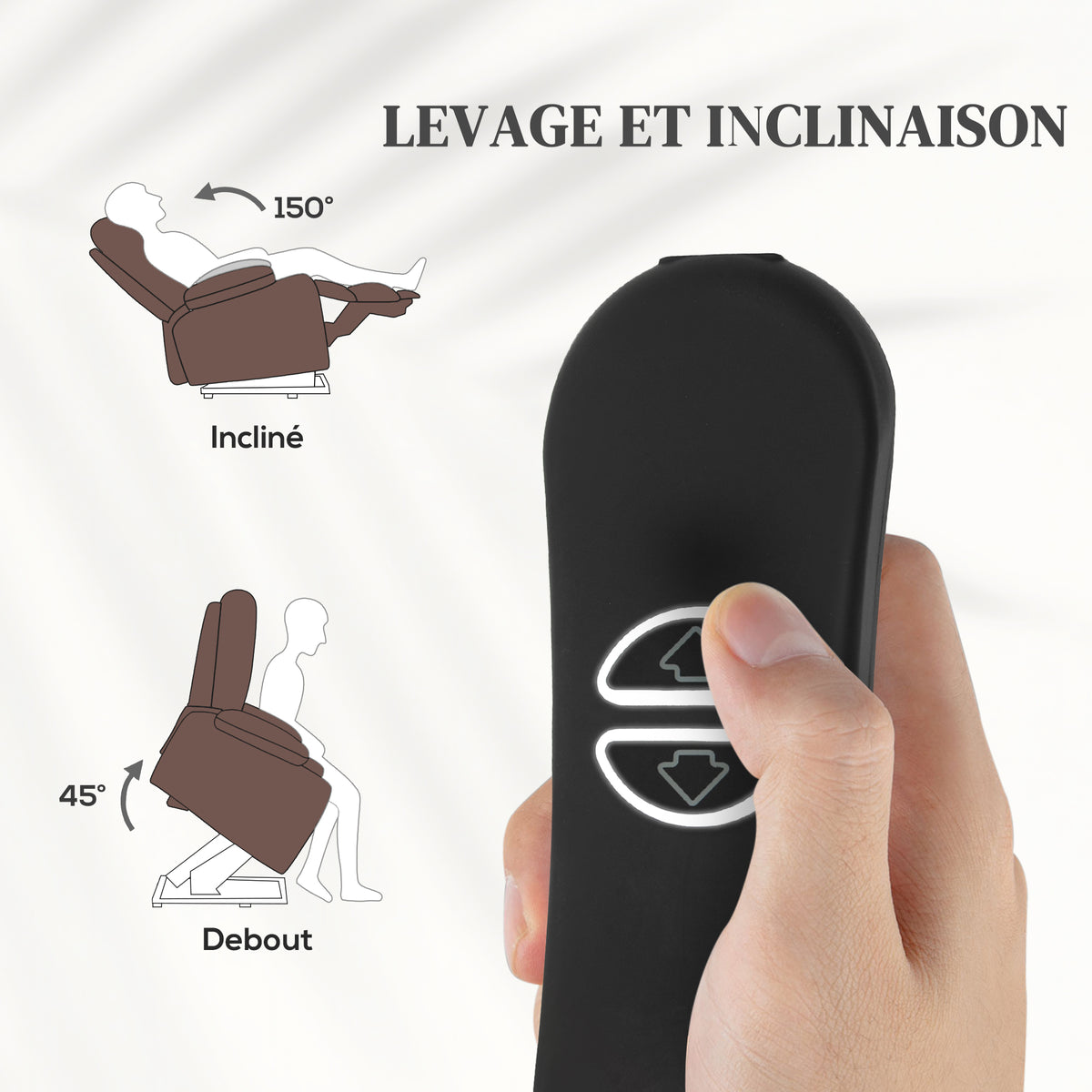 Fauteuil releveur électrique, fauteuil relax électrique avec fonction massage et chauffage, 93 x 104 x 100 cm, marron