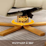 Fauteuil relax avec repose-pied fauteuil de relaxation pivotant 360° dossier inclinable charge 120 Kg crème