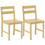Lot de 2 chaises de salle à manger en bambou, chaises de cuisine sans accoudoirs avec assise à lattes, bois naturel