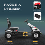 Kart à pédales pour enfant siège réglable 3 positions frein à main enfant de 5 à 12 ans blanc noir