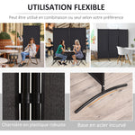 Paravent 3 panneaux dim. 2,53L x 0,5l x 1,82H m Store latéral Brise-Vue paravent sur Pied séparateur métal Polyester