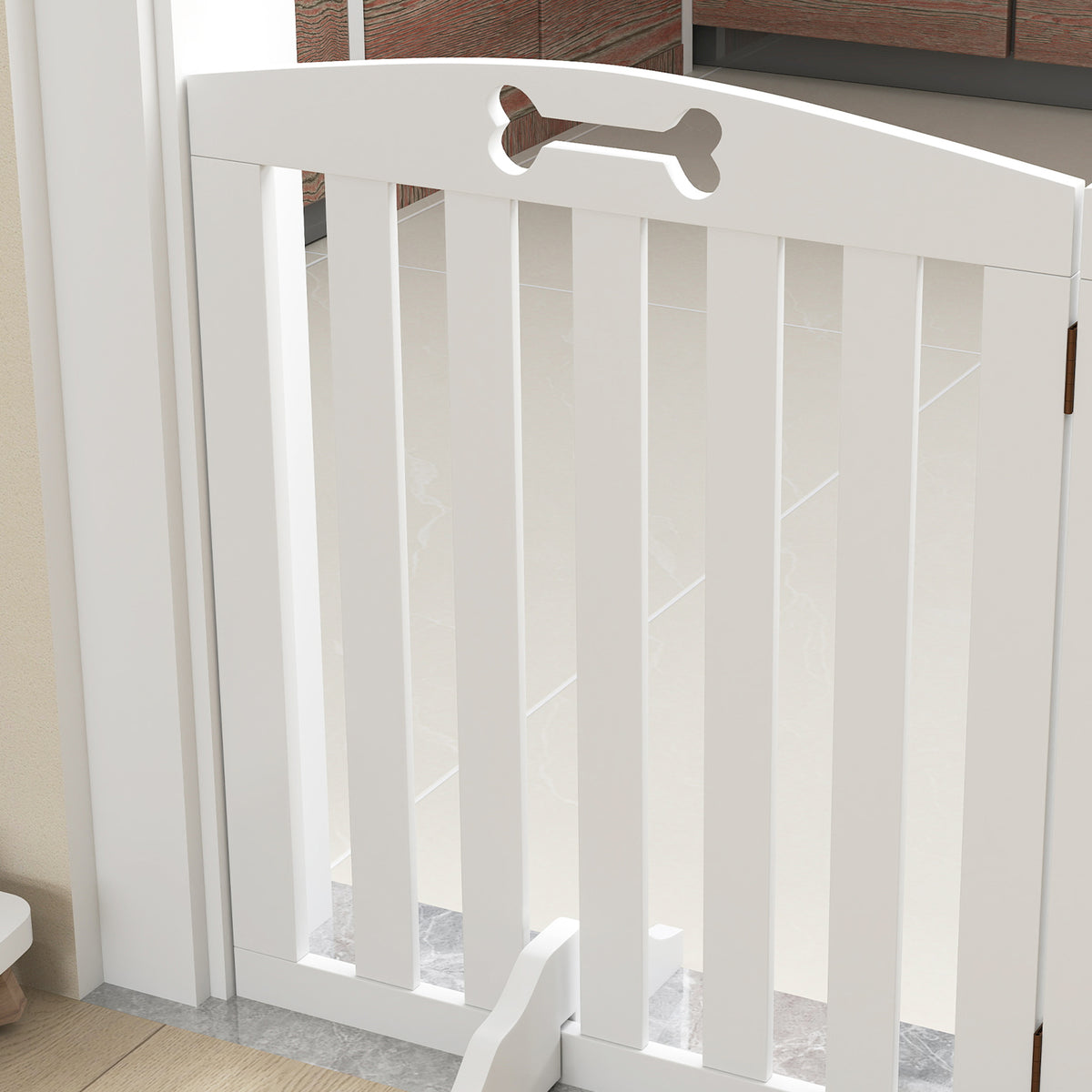 Cancelletto di sicurezza per cani cancelletto pieghevole per cani piedini di supporto punte antiscivolo 155 x 30 x 61 cm bianco