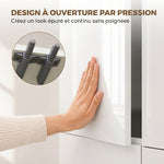 Armoire de cuisine meuble de rangement buffet 4 portes avec étagères réglables - dim. 60L x 35l x 170H cm blanc laqué