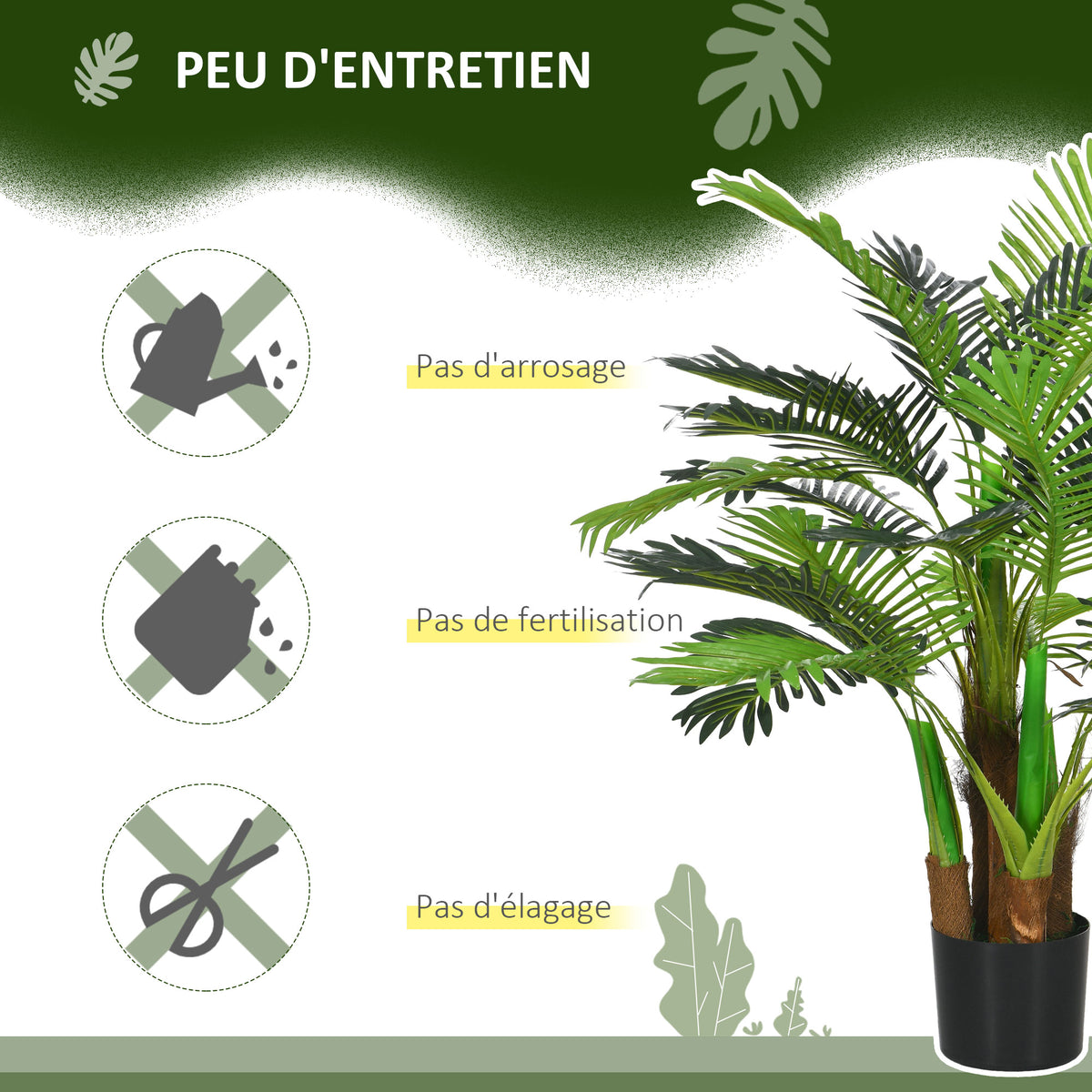 Künstliche Palme H. 1 m Kunstbaum Stamm Äste Flechten Blätter sehr realistisch Topf inklusive
