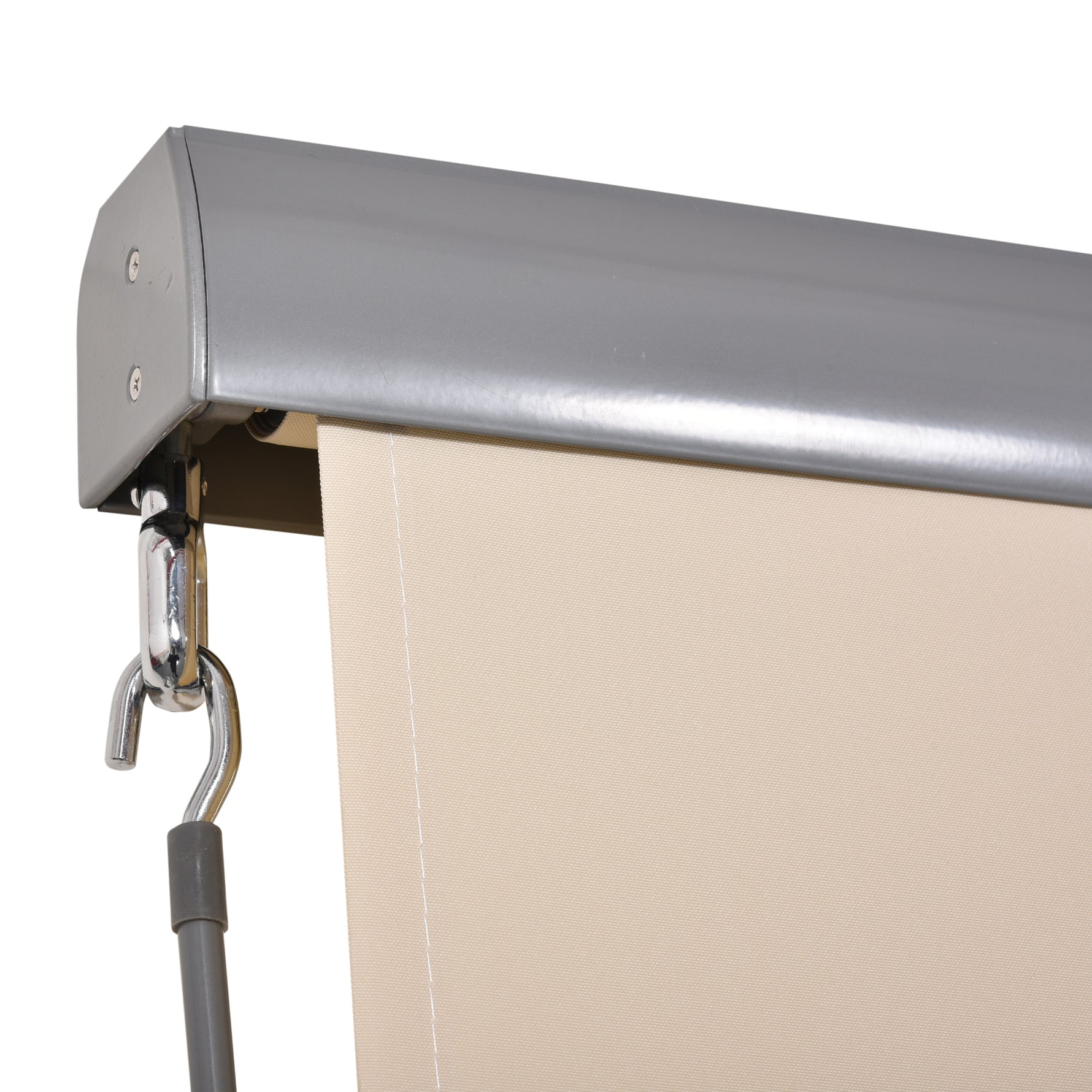 Store extérieur enrouleur 2,5 x 1,6 m avec manivelle, aluminium et polyester 280g/m² anti-UV50+, crème