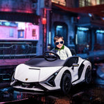 Elektroauto für Kinder Sportwagen Lamborghini Sian 12 V – V. max. 5 km/h mit 2,4-GHz-Fernbedienung Sound- + Lichteffekte Weiß