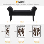 Banc Entrée Bout de Lit Rembourré pour Chambre à Coucher, Tissu à Voile, 102 x 36 x 51 cm, Noir