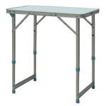 Table Pliante Table de Camping Table de Jardin Hauteur réglable Aluminium MDF Blanc