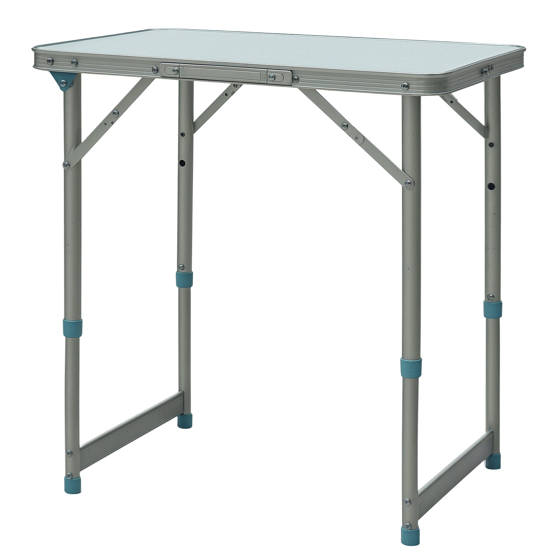 Table Pliante Table de Camping Table de Jardin Hauteur réglable Aluminium MDF Blanc