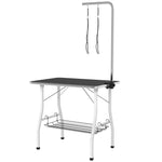 Table de toilettage pour chien pliante plateau antidérapant en caoutchouc avec 2 sangles 90 x 60 x 76 cm noir