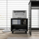 Support d'imprimante meuble de rangement bureau caisson 3 compartiments ouverts 40 x 30 x 36 cm noir