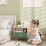 Table de chevet enfant table de nuit enfant avec tiroir et niche, petite table d'appoint en bois pour chambre d'enfant