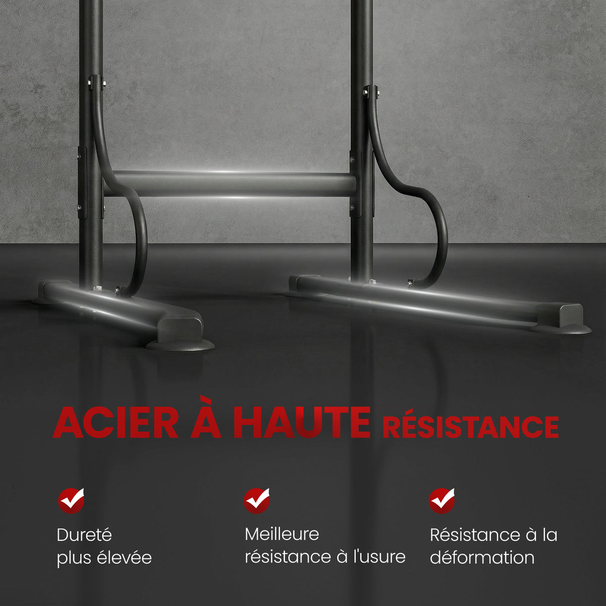 Station de musculation multifonctions barre de traction chaise romaine hauteur réglable acier noir rouge