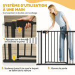 Barrière de sécurité pour chiens et bébés 76 à 130 cm avec extension fixation par pression sans perçage blanc