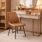 Lot de 2 Chaises de Salle à Manger Modernes, Dossier et Assise Incurvés, en Revêtement Synthétique, 51x61x78cm, Marron