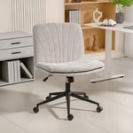 Chaise de bureau sans accoudoirs, fauteuil de bureau en chenille, hauteur réglable, 62 x 67 x 83-93 cm, beige