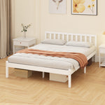 Estructura de cama de madera maciza 140x190 cm cama individual con cabecero y somier de láminas resistente para niños y adultos