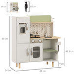 Cuisine enfant 3-8 ans jeu d'imitation avec machine à glaçons, évier mobile en acier inoxydable 84 x 34 x 89 cm blanc