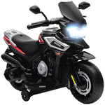 Elektromotorrad für Kinder 6 V, Elektroauto für Kinder mit Stützrädern, Musik, Lichteffekten, schwarz