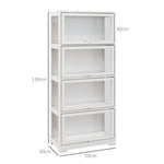 Vitrine pour collection buffet salon meuble de rangement à 4 niveaux avec portes à abattant, 59 x 30 x 139 cm, blanc