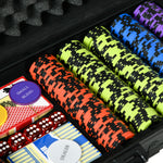 Mallette de Poker Coffret de Poker Complet, avec 500 jetons 5 dés 2 Jeux de Cartes 3 boutons