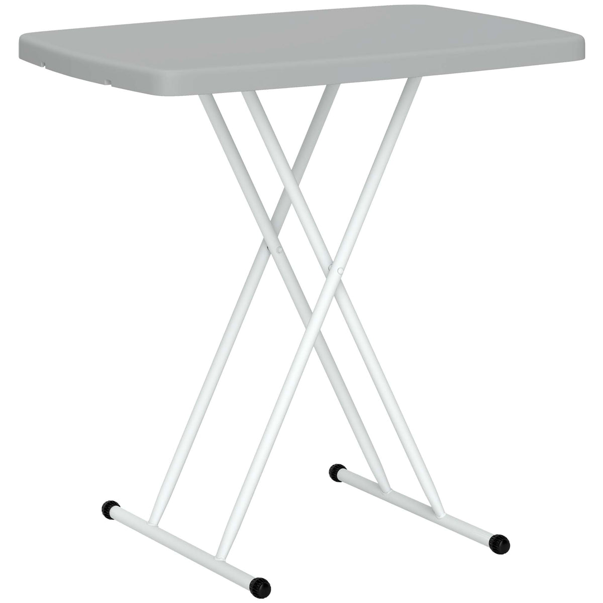 Table d'appoint pliable en HDPE table pliante hauteur réglable sur 6 niveaux pour patios jardins 76 x 50 x 74 cm gris