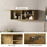 Mobiletto da bagno da parete, mobile contenitore sospeso con anta a cerniera, 80 x 25 x 30 cm, legno naturale