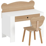 Bureau enfant avec chaise, table enfant et chaise avec tiroir et large plateau, 80 x 41 x 74,5 cm, bois naturel