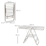 Séchoir à linge sur pieds pliable étendoir 2 niveaux ajustables dim. 148L x 60,5l x 98H cm